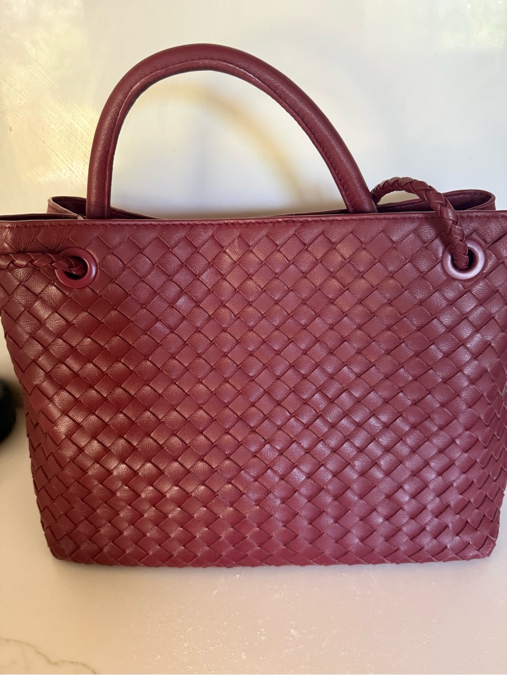 Quince Romy Handwoven Satchel Merlot - Picture 2 of 9